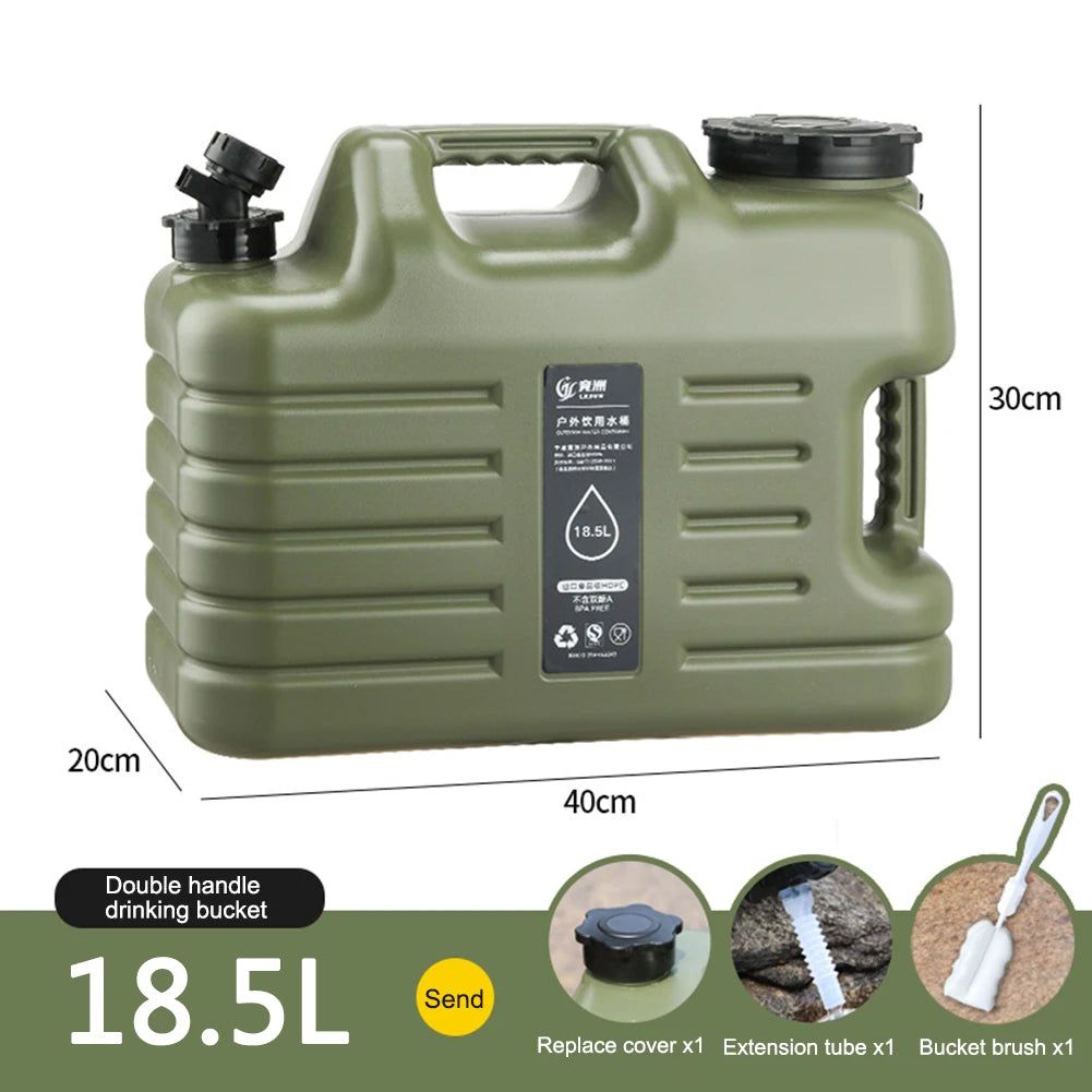 18.5L Water Bucket Large Capacity Portable Drinking Water Canister with Detachable Faucet No Leakage for Outdoor Travel Driving