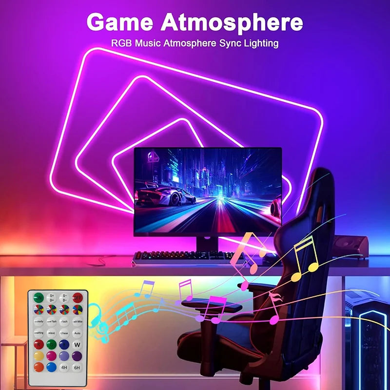RGB Neon Lights 15M LED Strip Lights Bluetooth Music Sync Waterproof DIY Flexible Neon Rope Light for Indoor Outdoor Decor