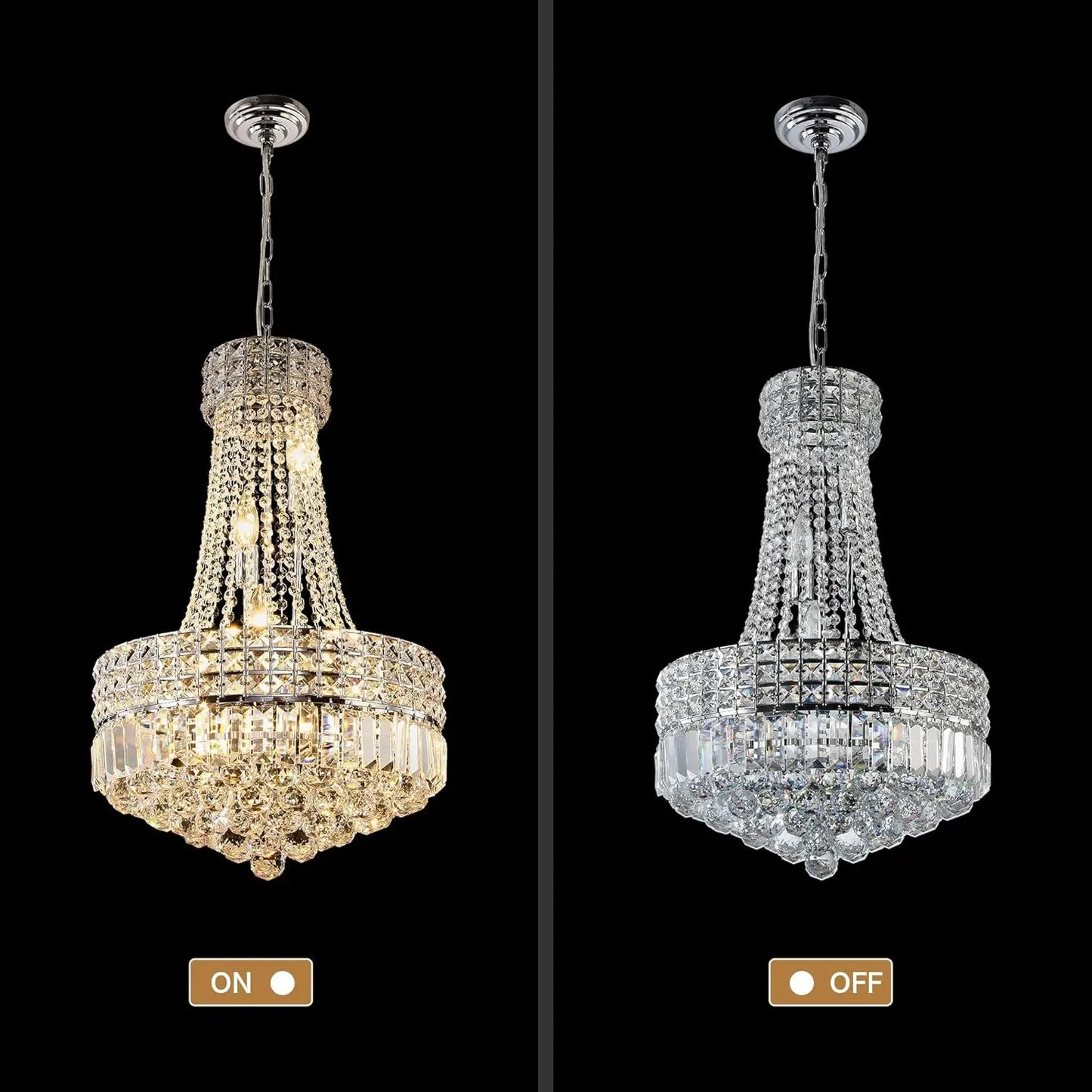 Modern Chrome Silver Crystal Chandelier, Round Dimmable Dining Table Crystal Chandelier for bedroom/hallway/hall