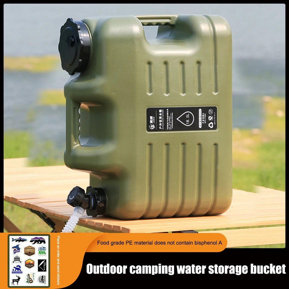 18.5L Water Bucket Large Capacity Portable Drinking Water Canister with Detachable Faucet No Leakage for Outdoor Travel Driving